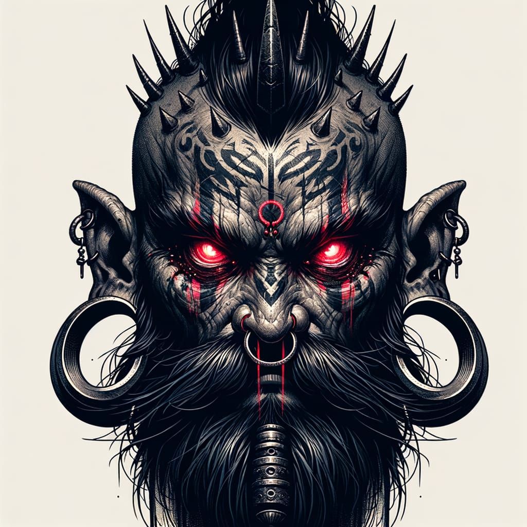 South Asian Warlord with Spikes and Glowing Eyes