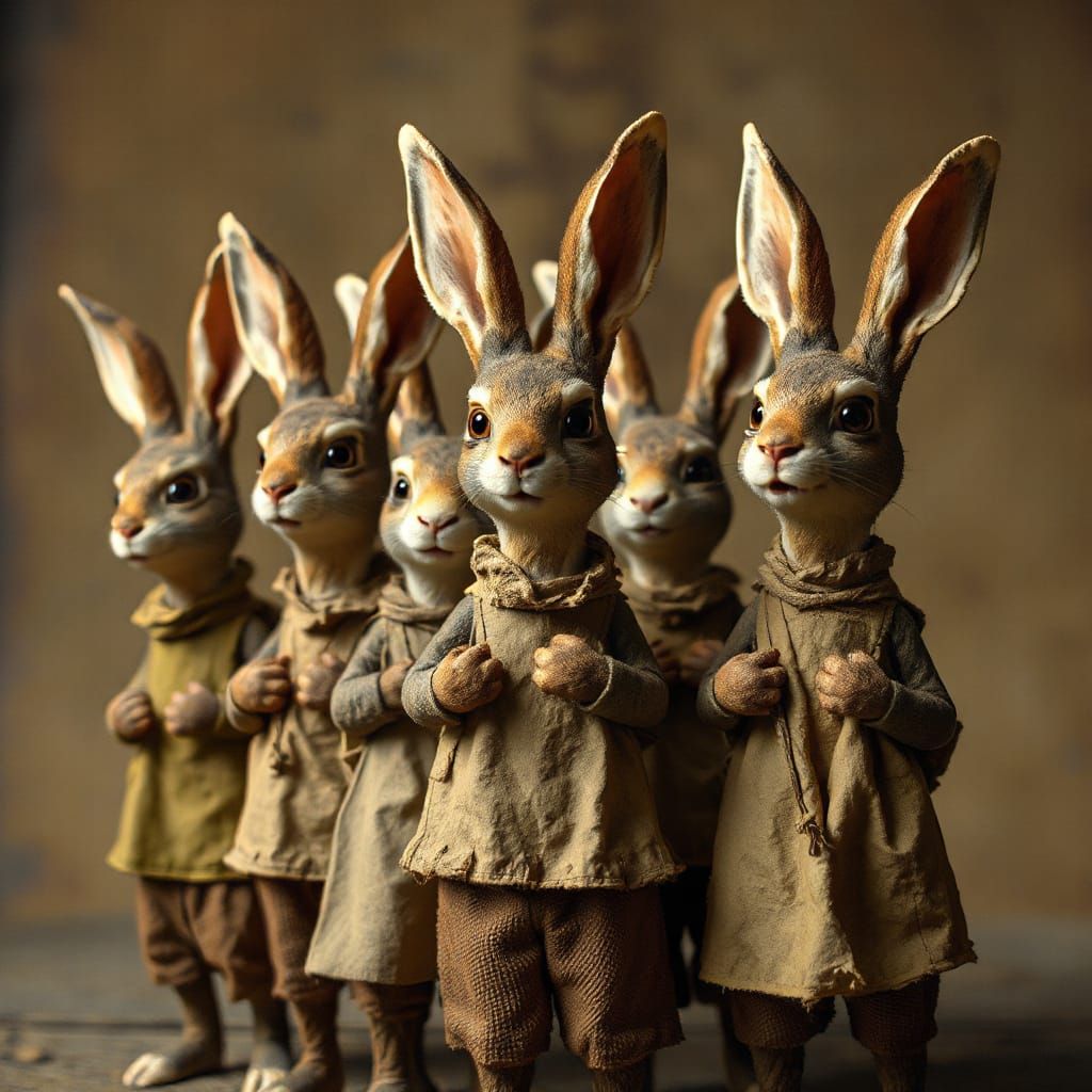 Defiant Rabbit Army with Fiery Hearts