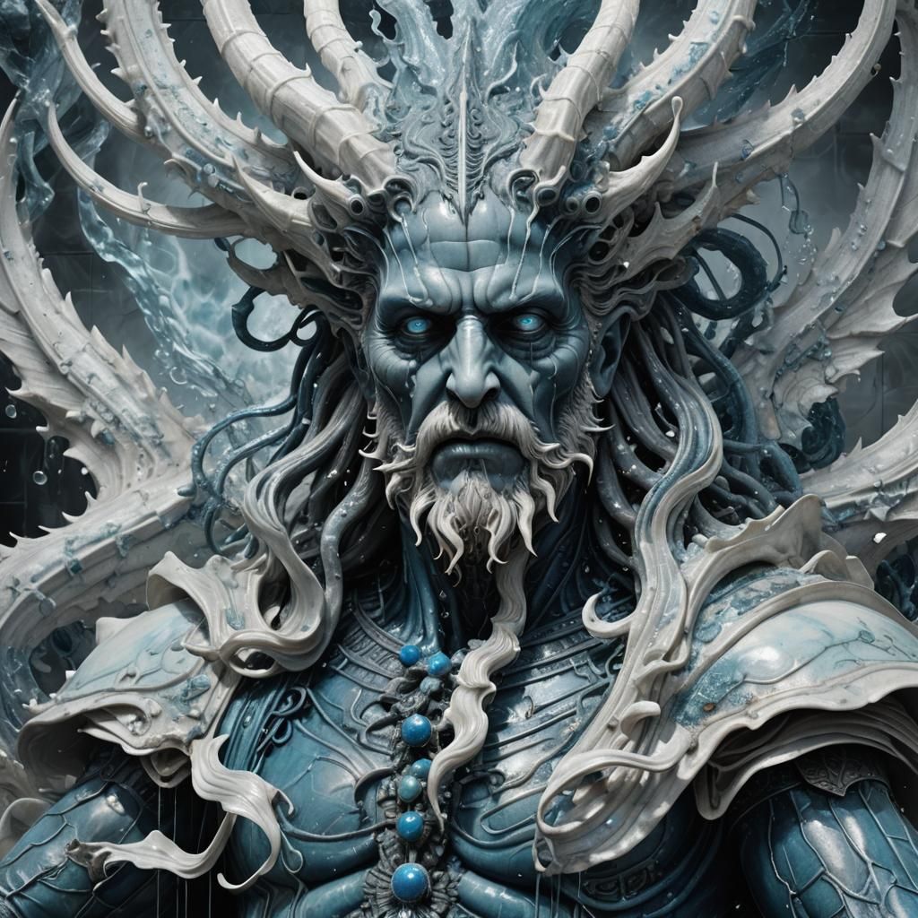 God of Water with Leviathan Wings in Digital Art