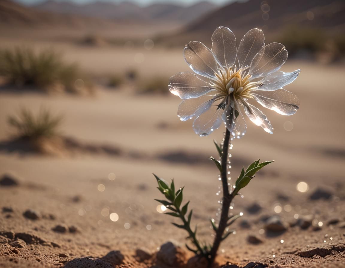 Ethereal Steam Flower Emerges from Desert Crack