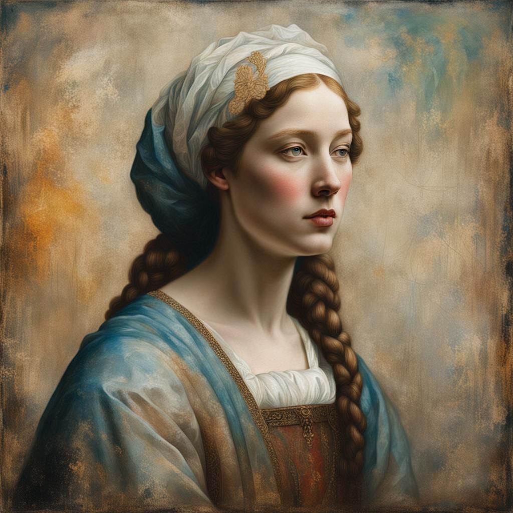 Renaissance Woman Portrait with Emotional Depth