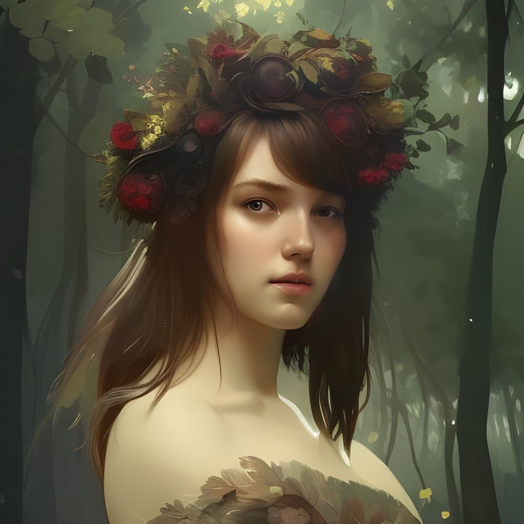 Bear Girl Portrait in Ornate Wooden Frame