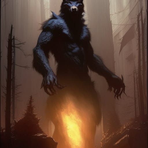 Detailed Werewolf in Dark Fantasy Concept Art