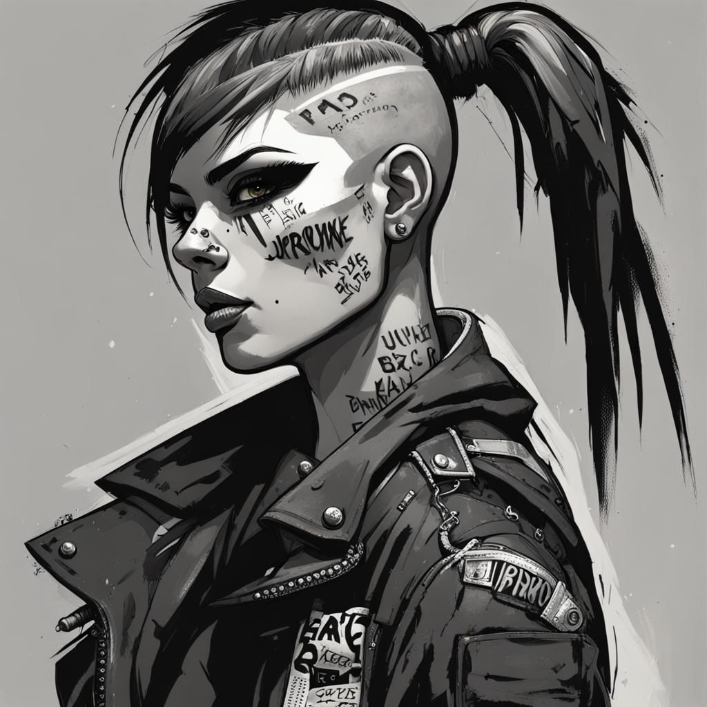 Punk Girl With Tactical Vest Digital Art