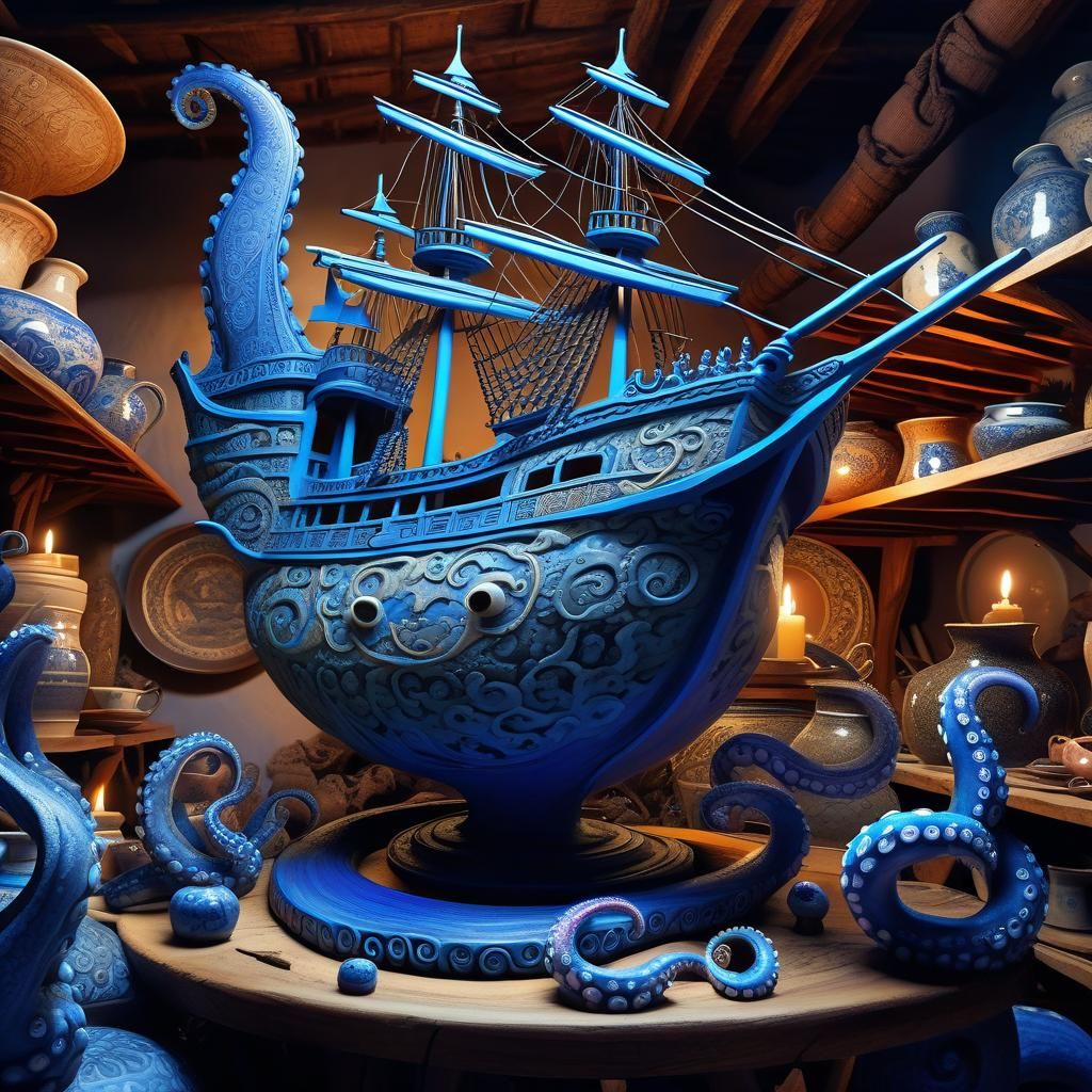 Pottery pirate ship