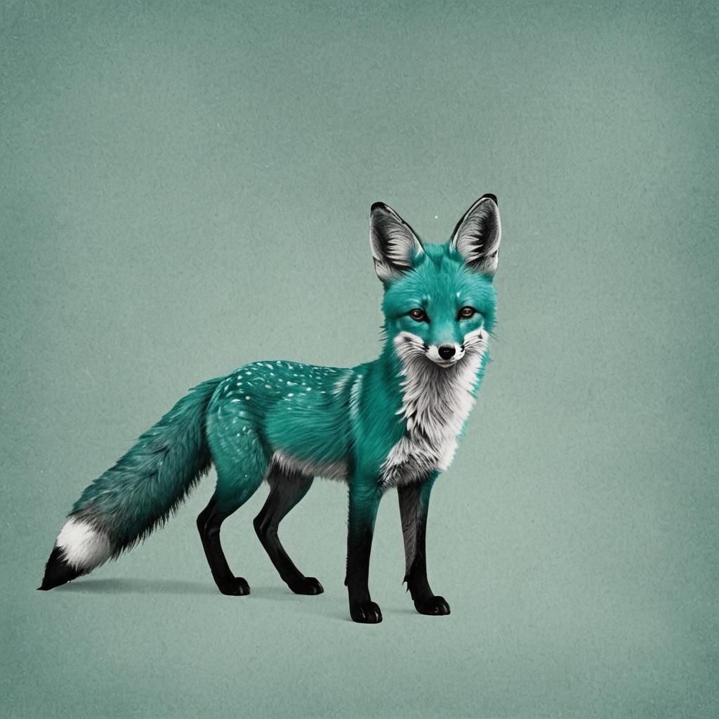 Teal Fox Portrait Generated by AI
