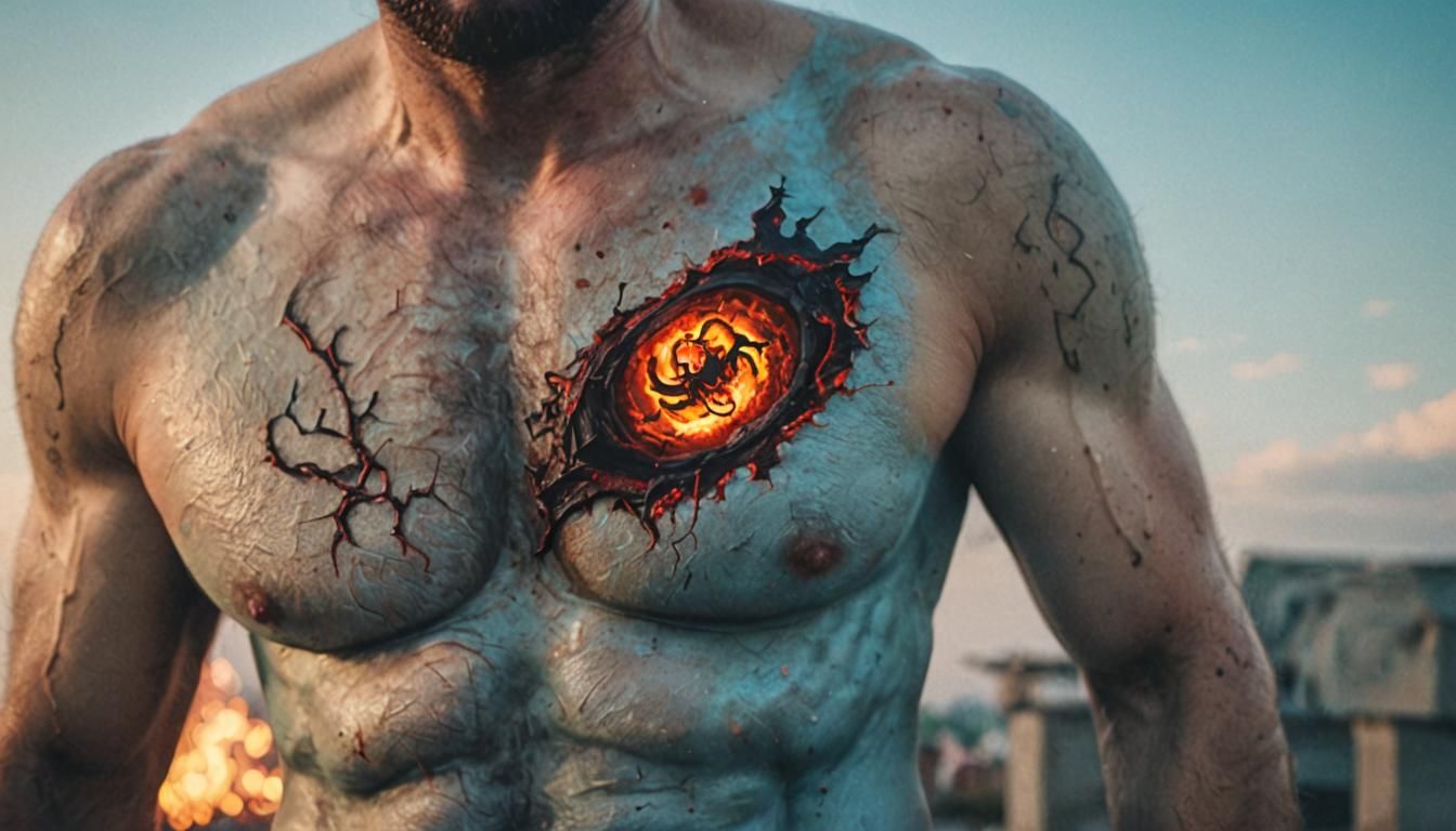 Demonic Chest Infection in Blue: Professional Photography