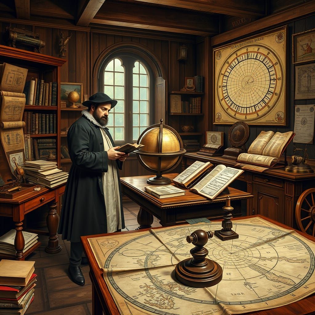 16th Century Astronomer Calculating Planetary Positions