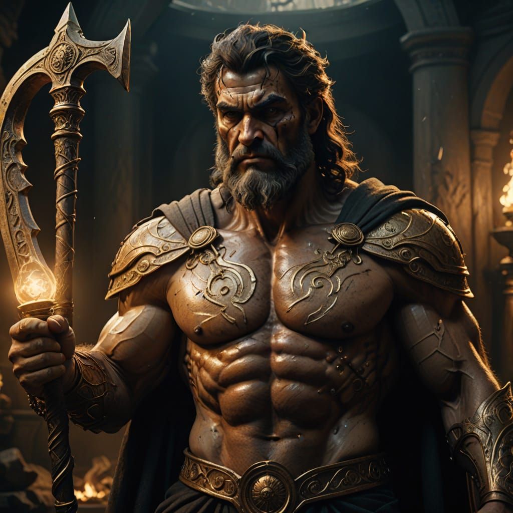 Cronus, Greek Titan of Time, in a Hyperrealistic Digital Pai...