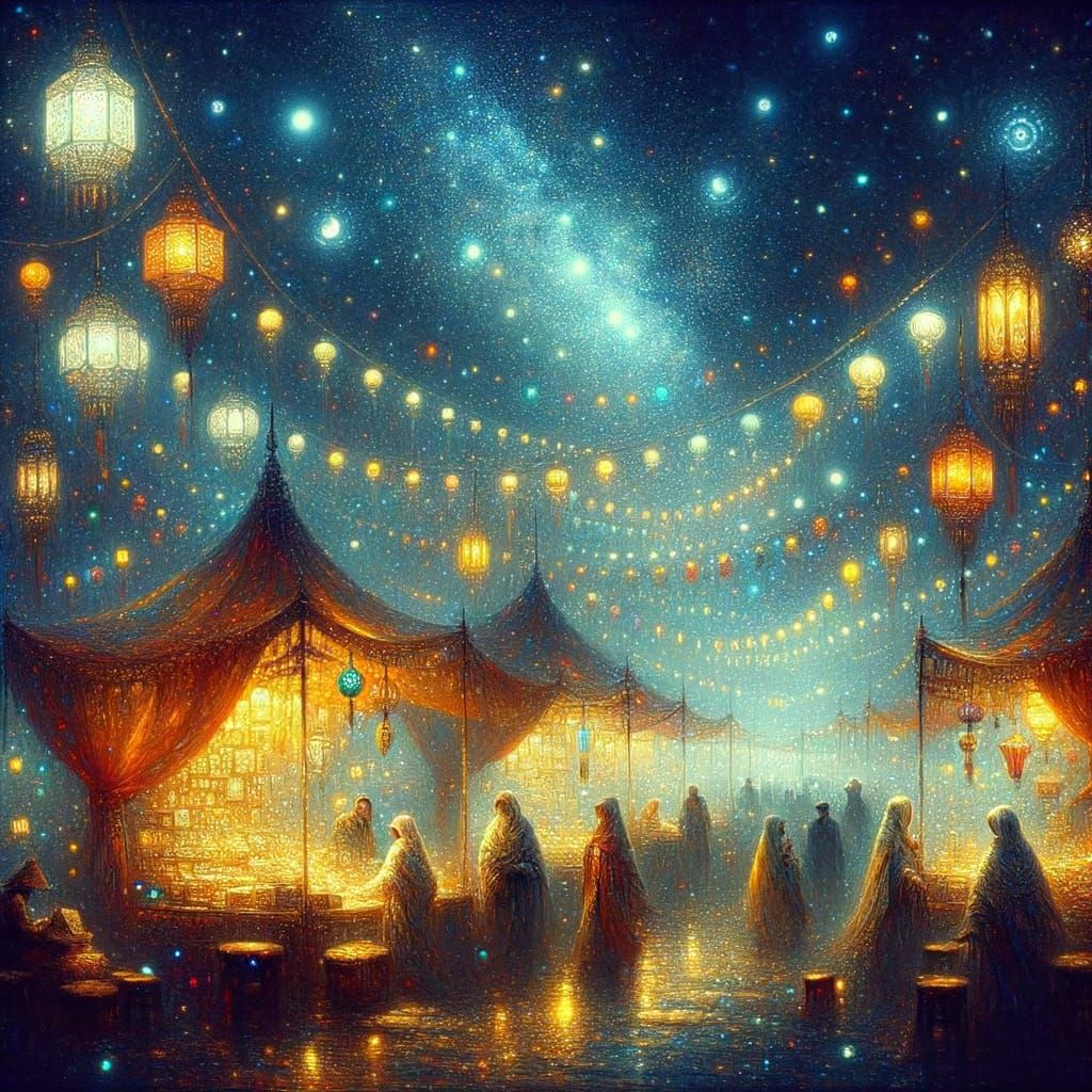Magical Night Bazaar in the Sky