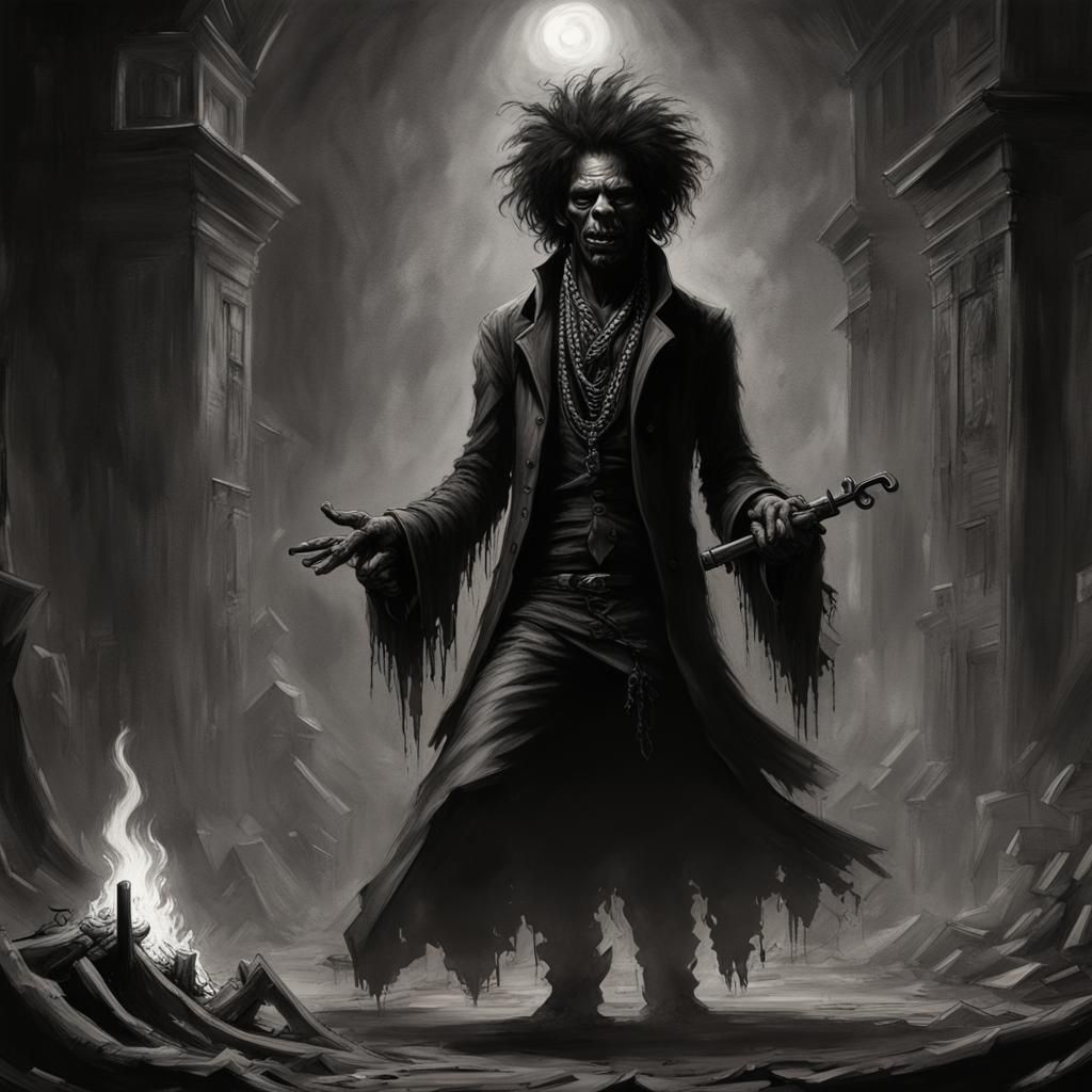 Sinister Voodoo Child: Hyperdetailed Charcoal Drawing