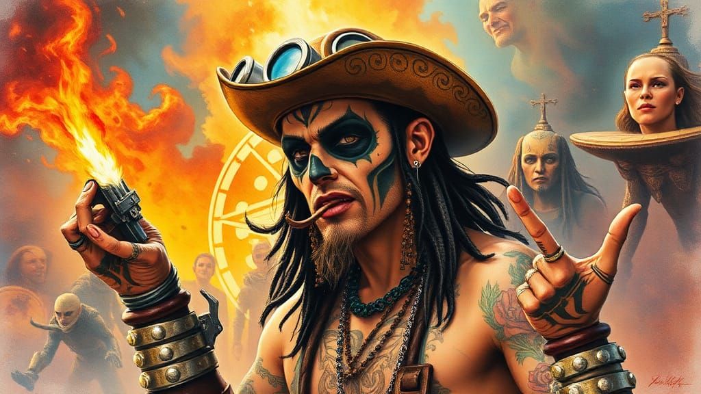 Fantasy Gothic Scene with Rock and Sci-Fi Elements