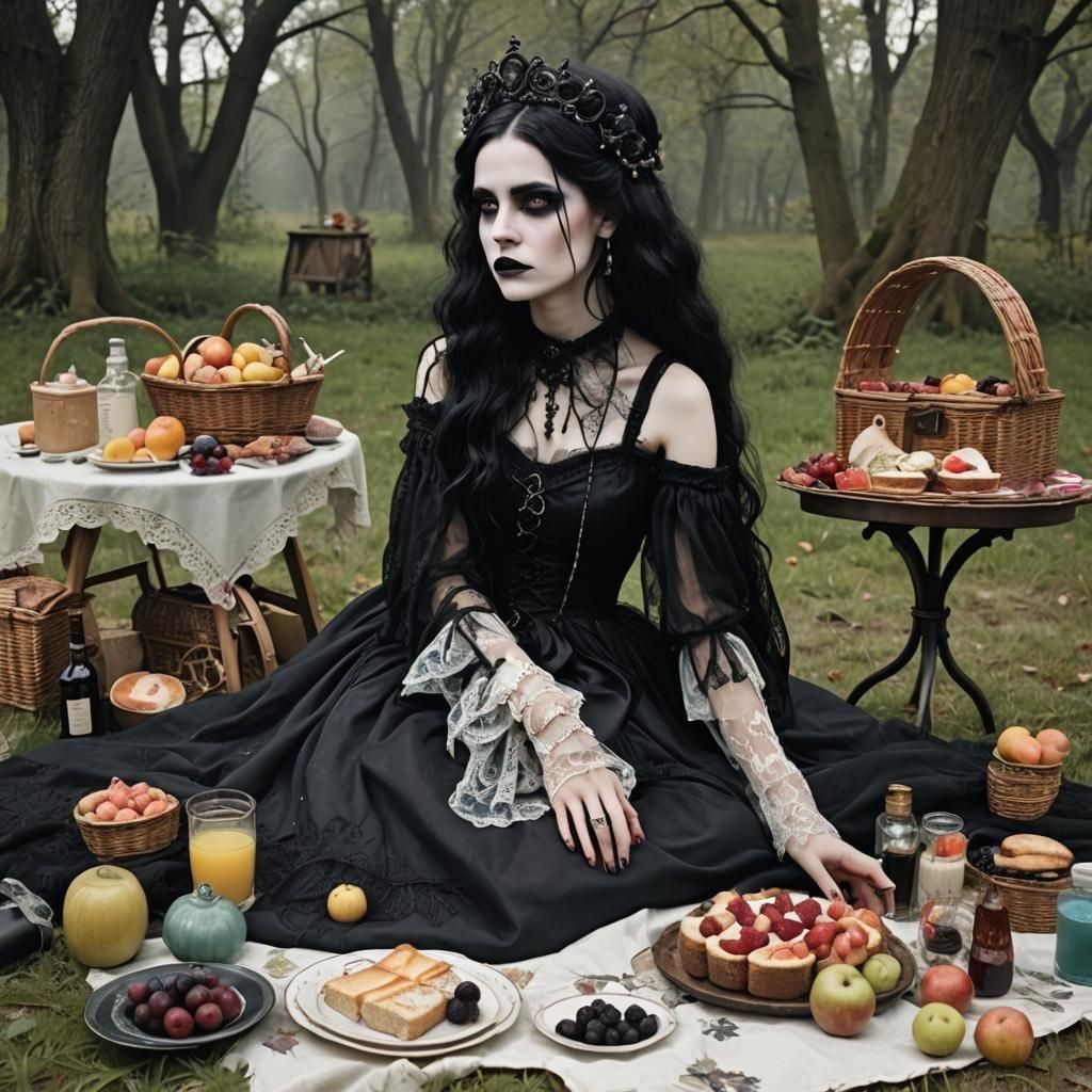 Marta ___ a lonely picnic