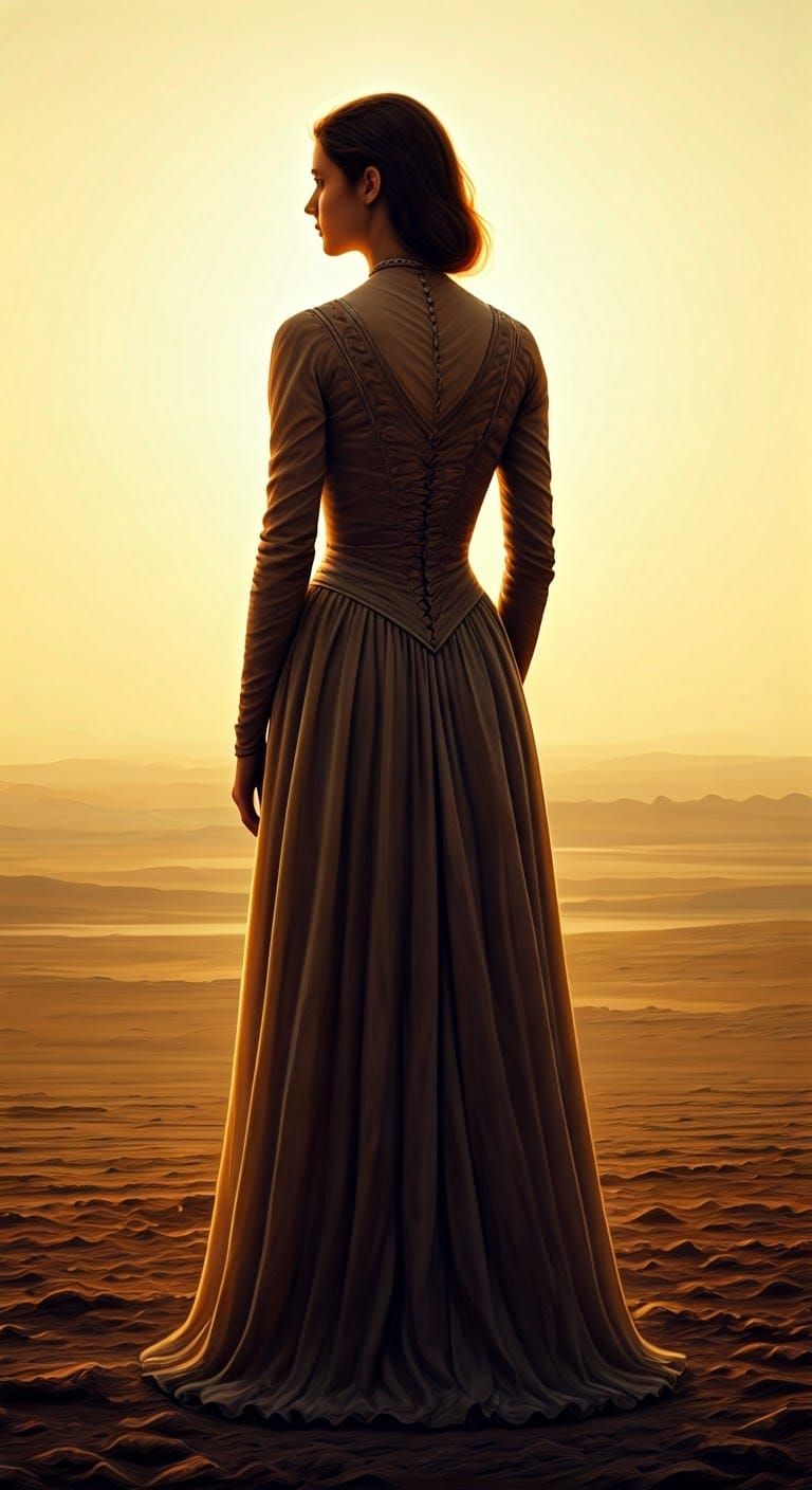 Elegant Woman in Serene Landscape