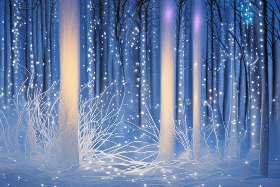 Lighted Candle in a Dark Winter Forest