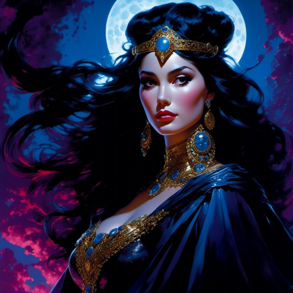 Mystical Sorceress Portrait in Fantasy Comic Art Style
