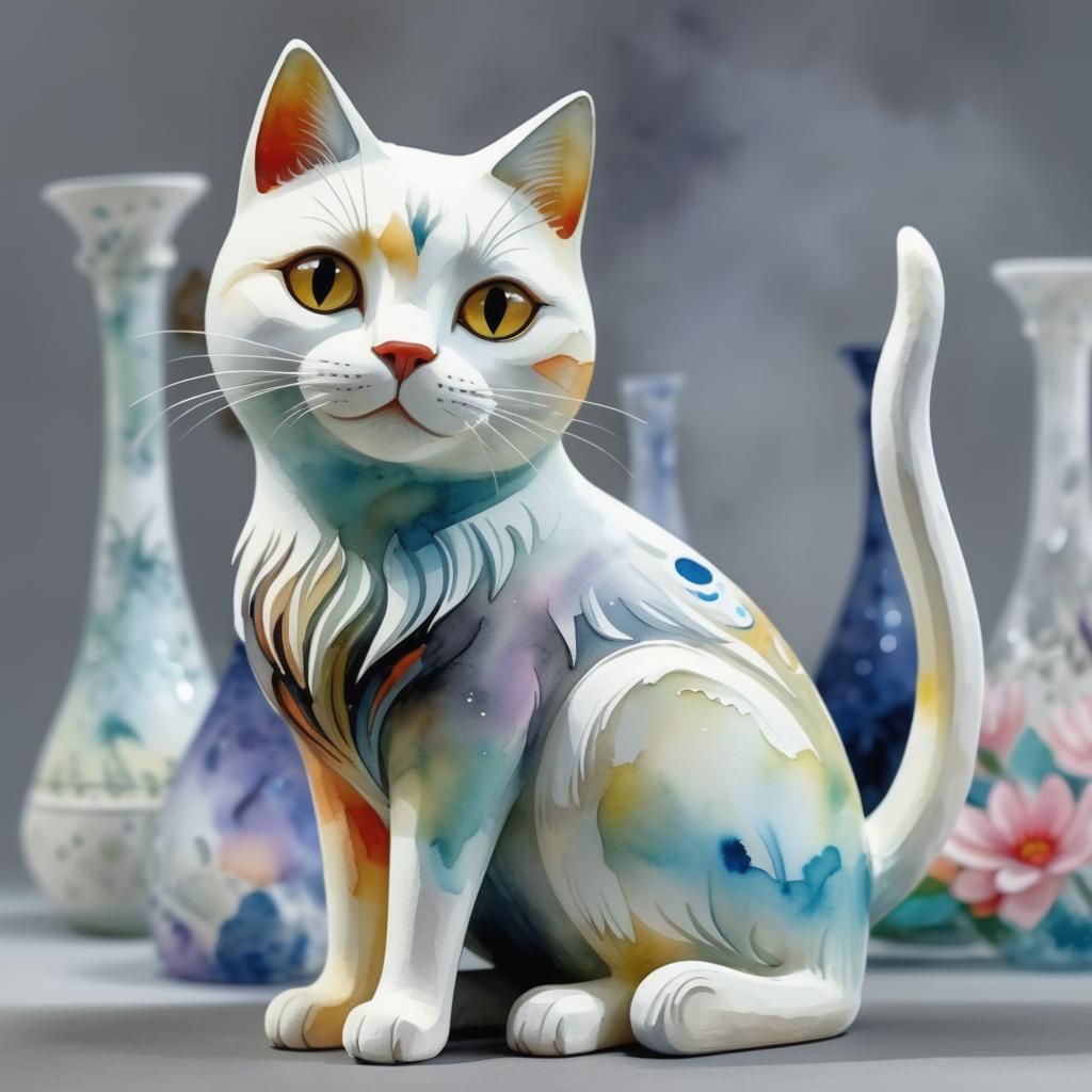 Mystical Watercolor Painting in Mixed Media Style