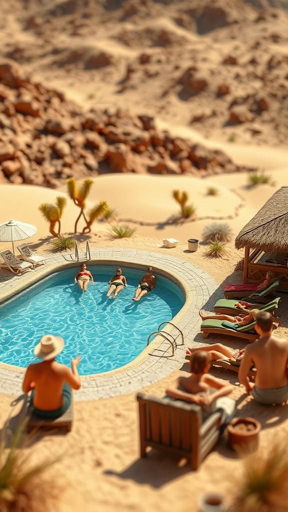 Miniature Desert Pool Diorama in ABS Plastic