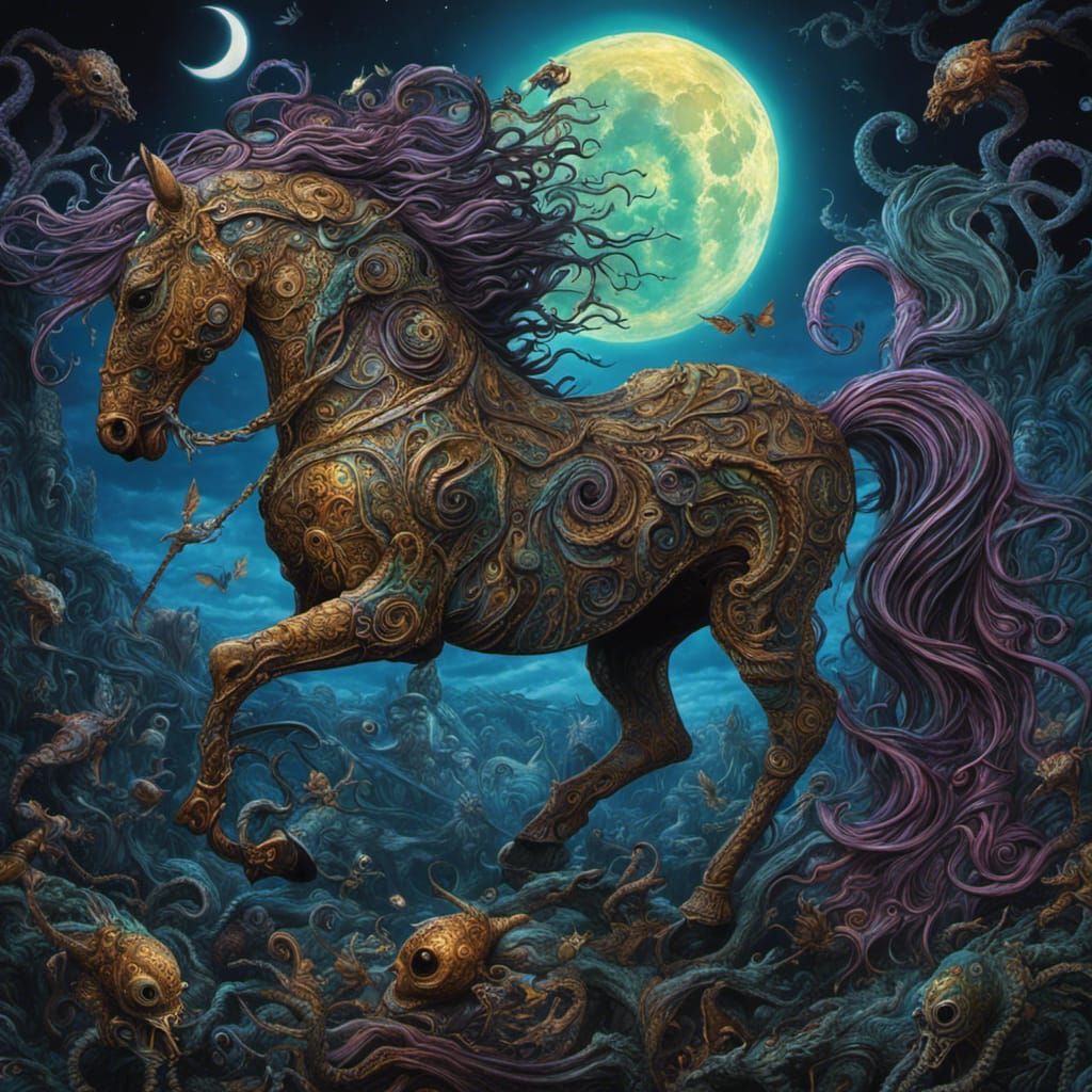 Eldritch Gothic Nightmare: Horse-Insect Creature