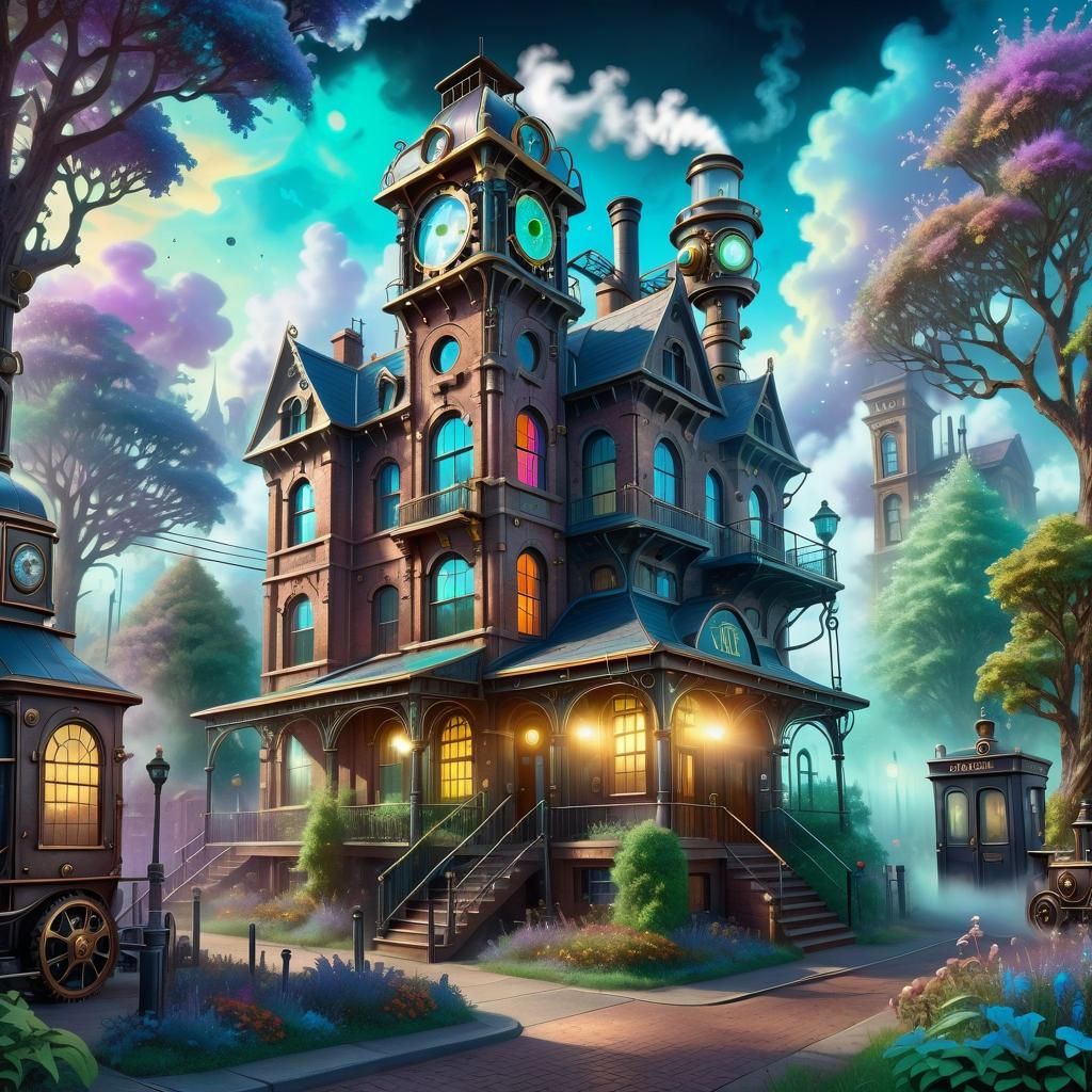 Steampunk Police Station in a Steampunk World