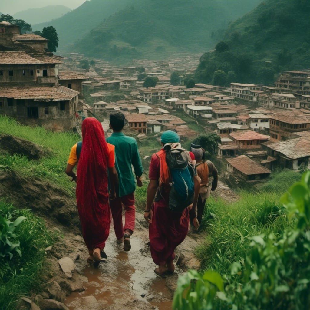 Kathmandu Valley Monsoon: Cinematic Film Still