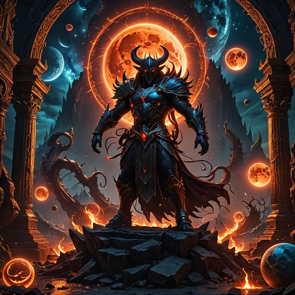 Demons Unleashed During Lunar Eclipse: Fantasy Horror