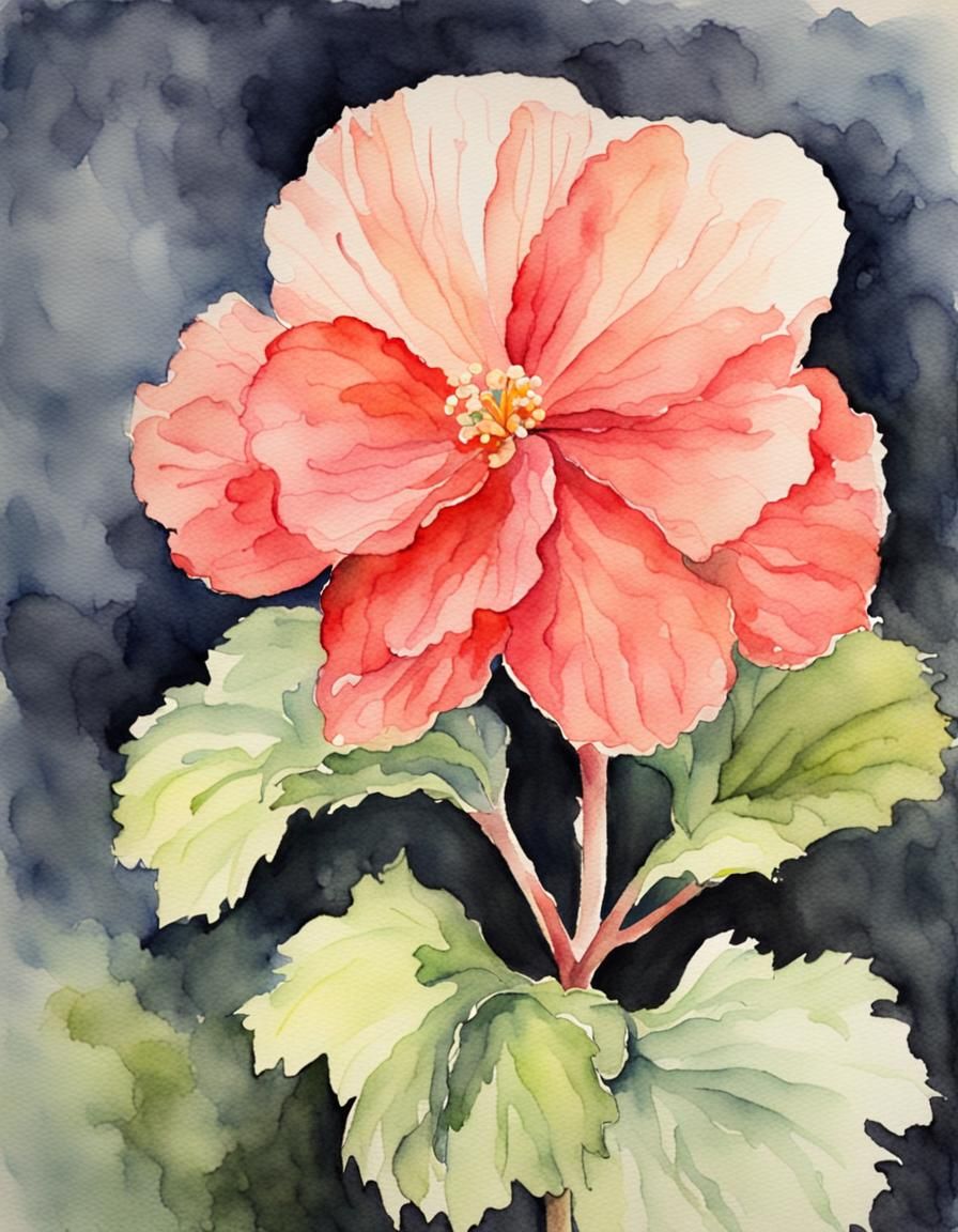 Watercolor Begonia Flower: Delicate Botanical Art
