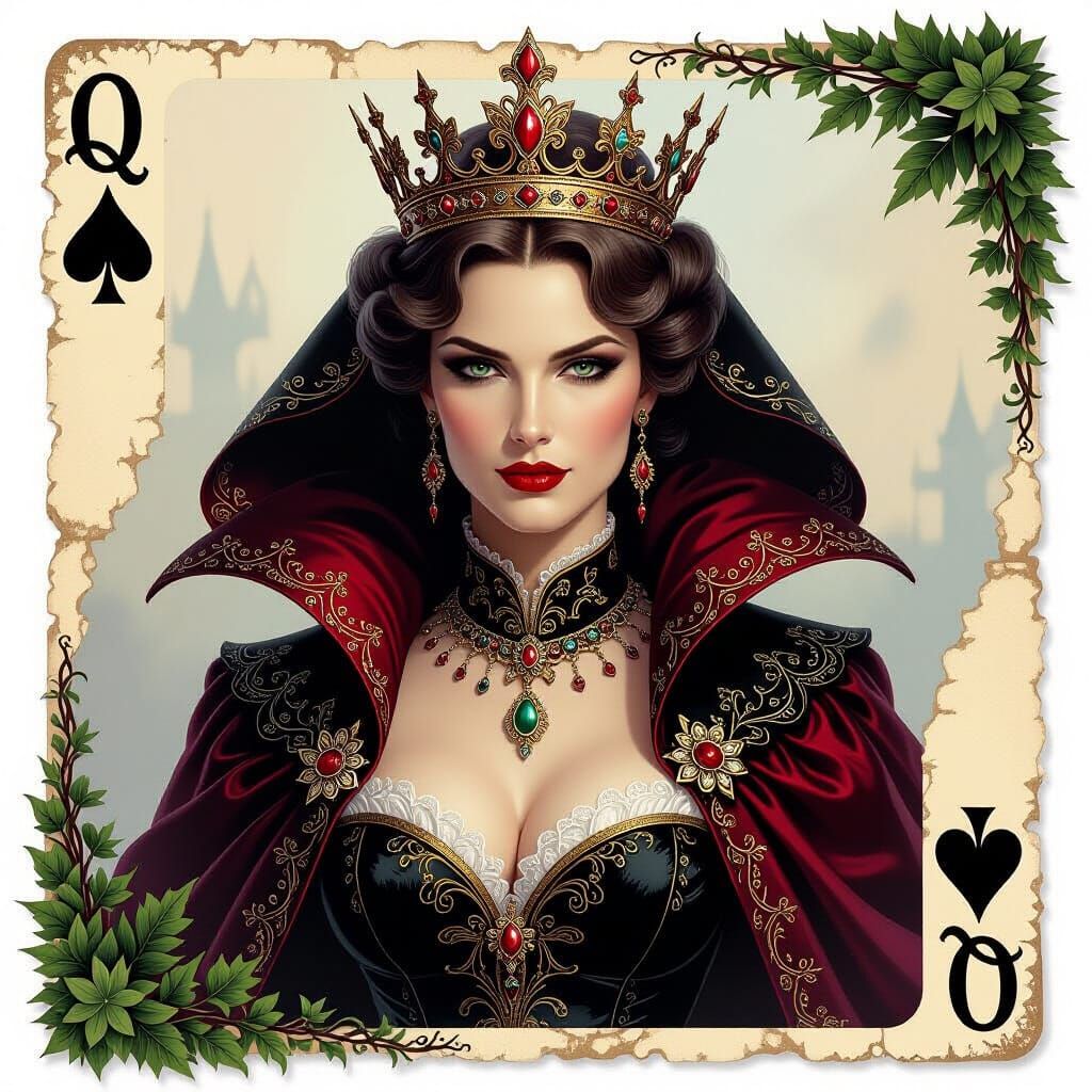 Fantasy Portrait of Queen of Spades in Ethereal Style