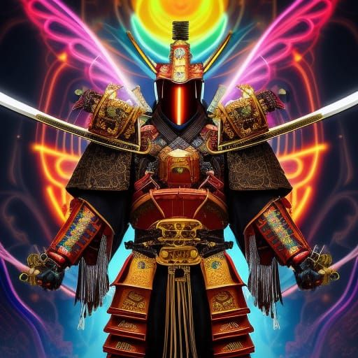 Majestic Samurai Warrior in Cyberpunk Steampunk Style