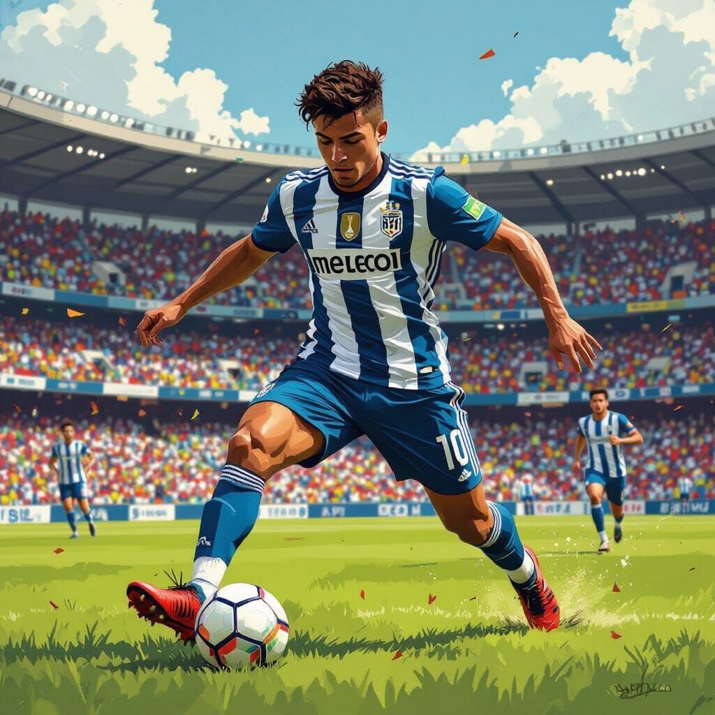 Grêmio Player in Stadium: Vibrant Art Style