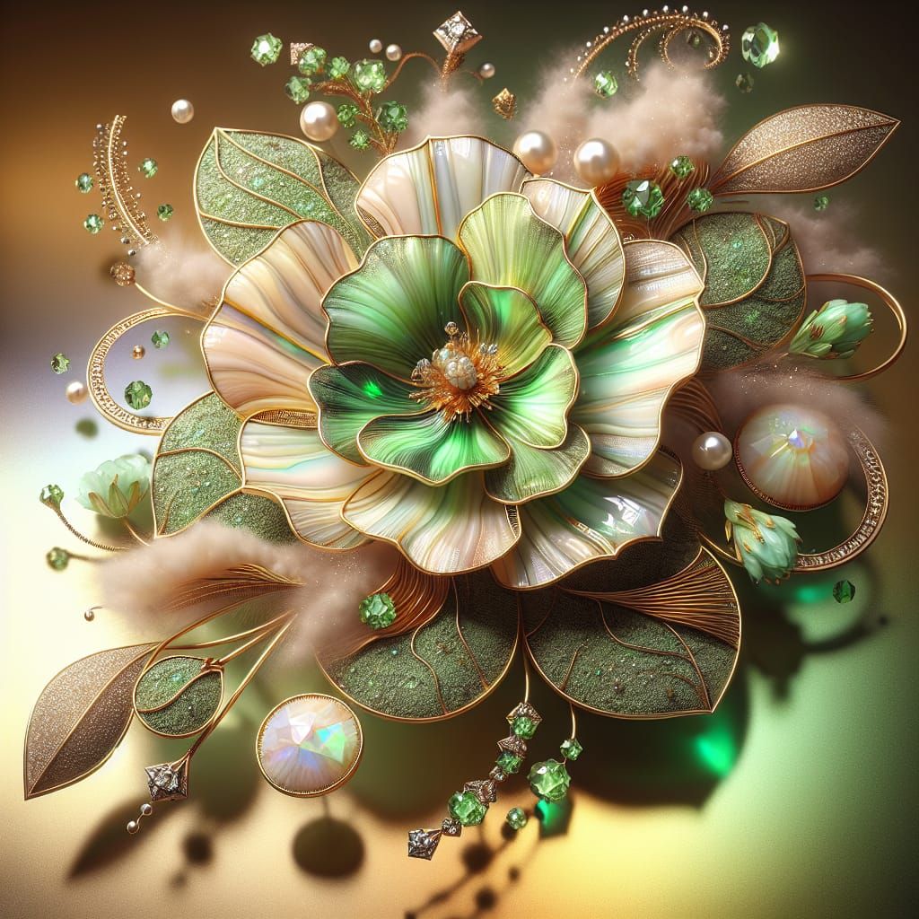 Luminous Peridot Green Flower in Ultra HD 3D Render