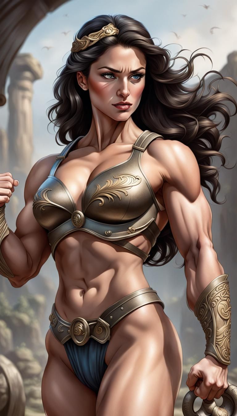 Wonder Woman as Muscular Spartan Goddess Hercules