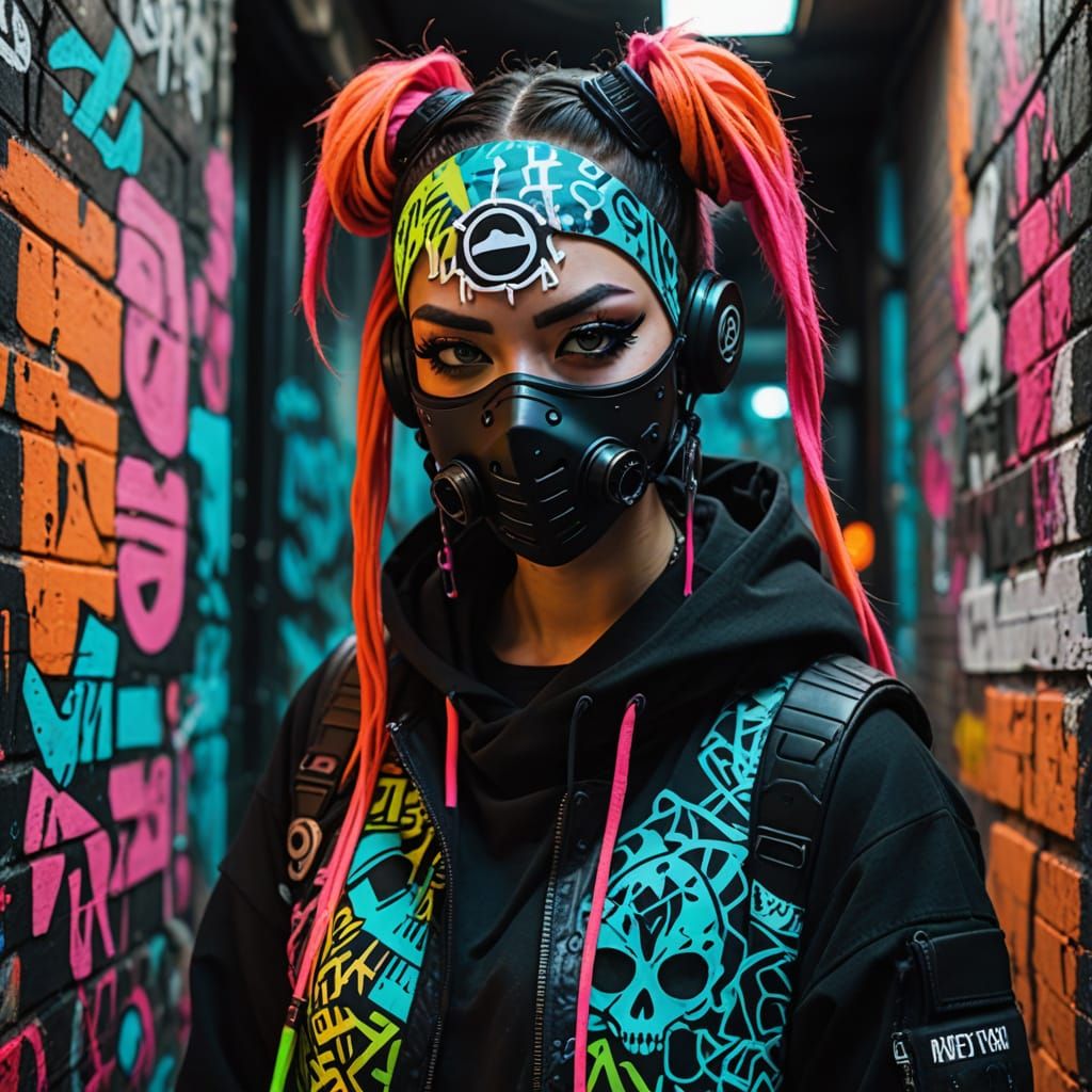 Cybergoth Portrait of Masked Street Artist