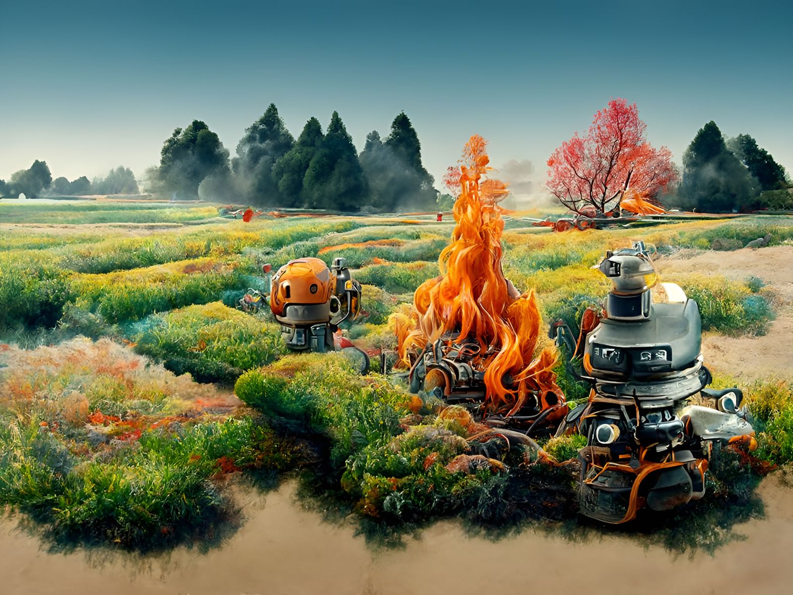 Robots on Fire: A Sci-Fi Fantasy Landscape