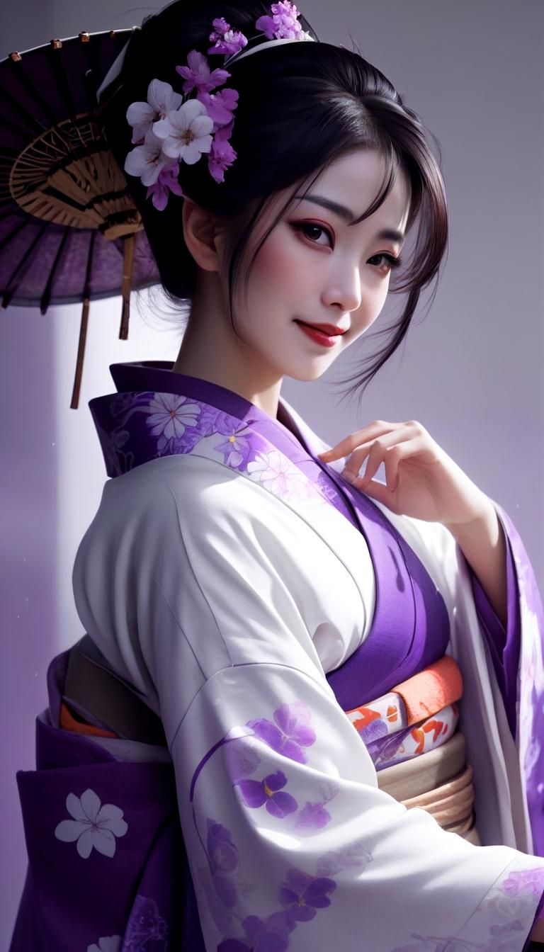 Beautiful Geisha Portrait in Dark Fantasy Art Style