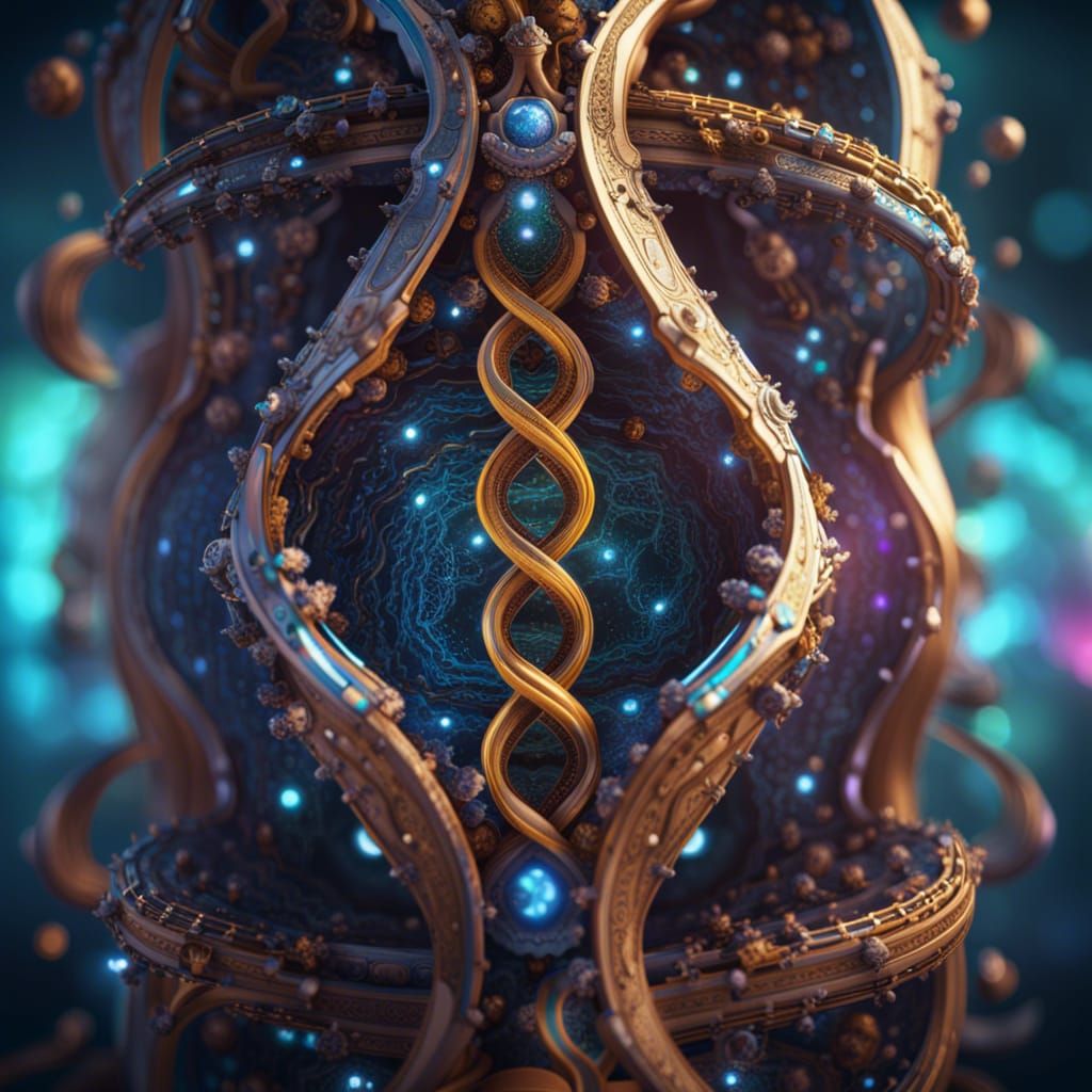 Elliptic Manifold DNA Helix: Detailed Matte Painting