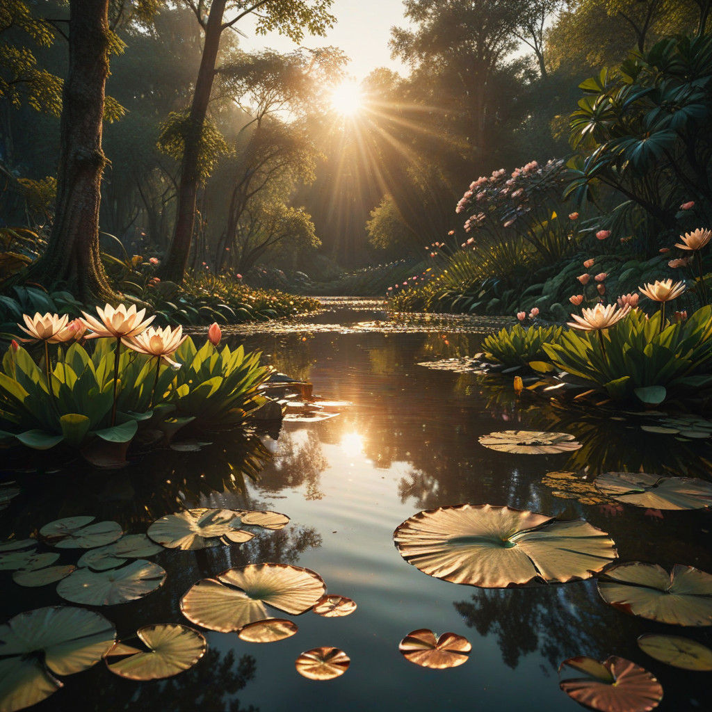 Serene Crystal Lake in Golden Sunset Light