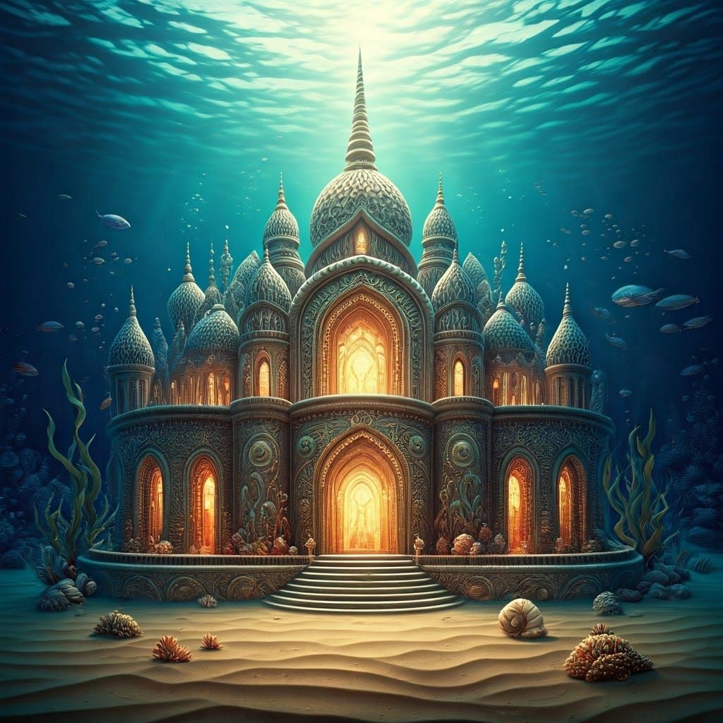 Majestic Underwater Palace Inspired by Fantasy Art