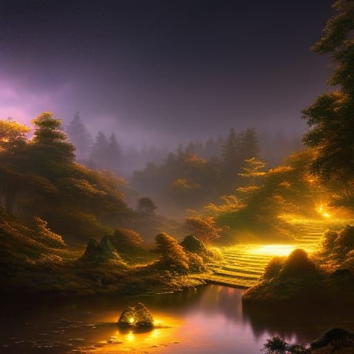 Astral Stairway in Synthwave Style with Deep Shadows