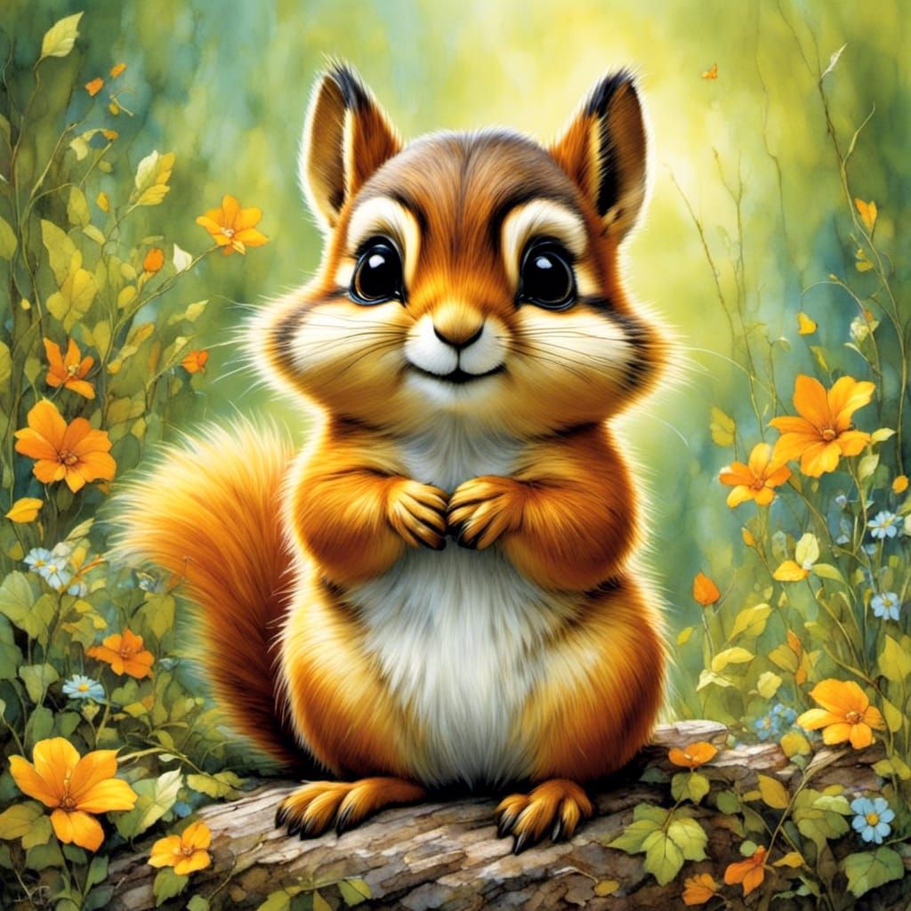 Adorable Chipmunk with Sparkling Eyes in Spring
