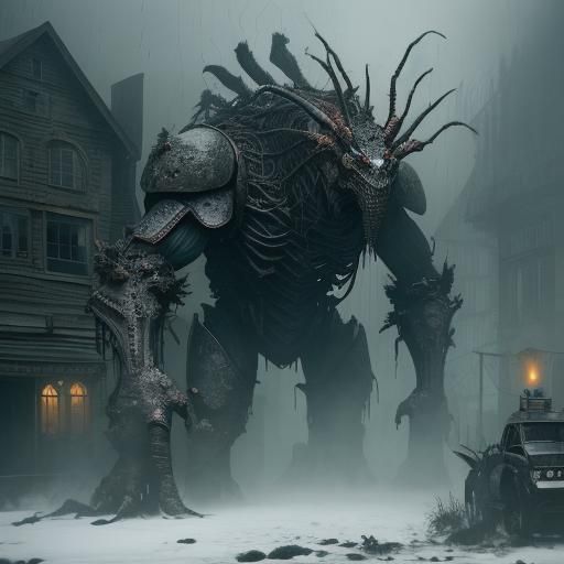 Goth Model in VR with Locusts, Black and White Photo