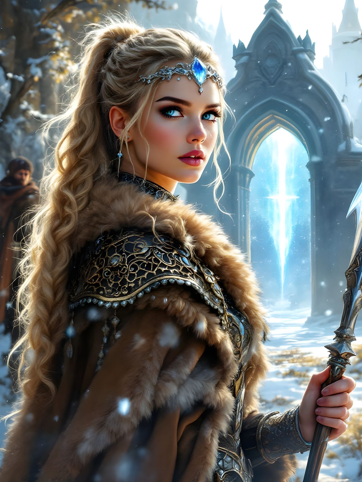 Regal Norse Goddess Enters the Majestic Castle Keep