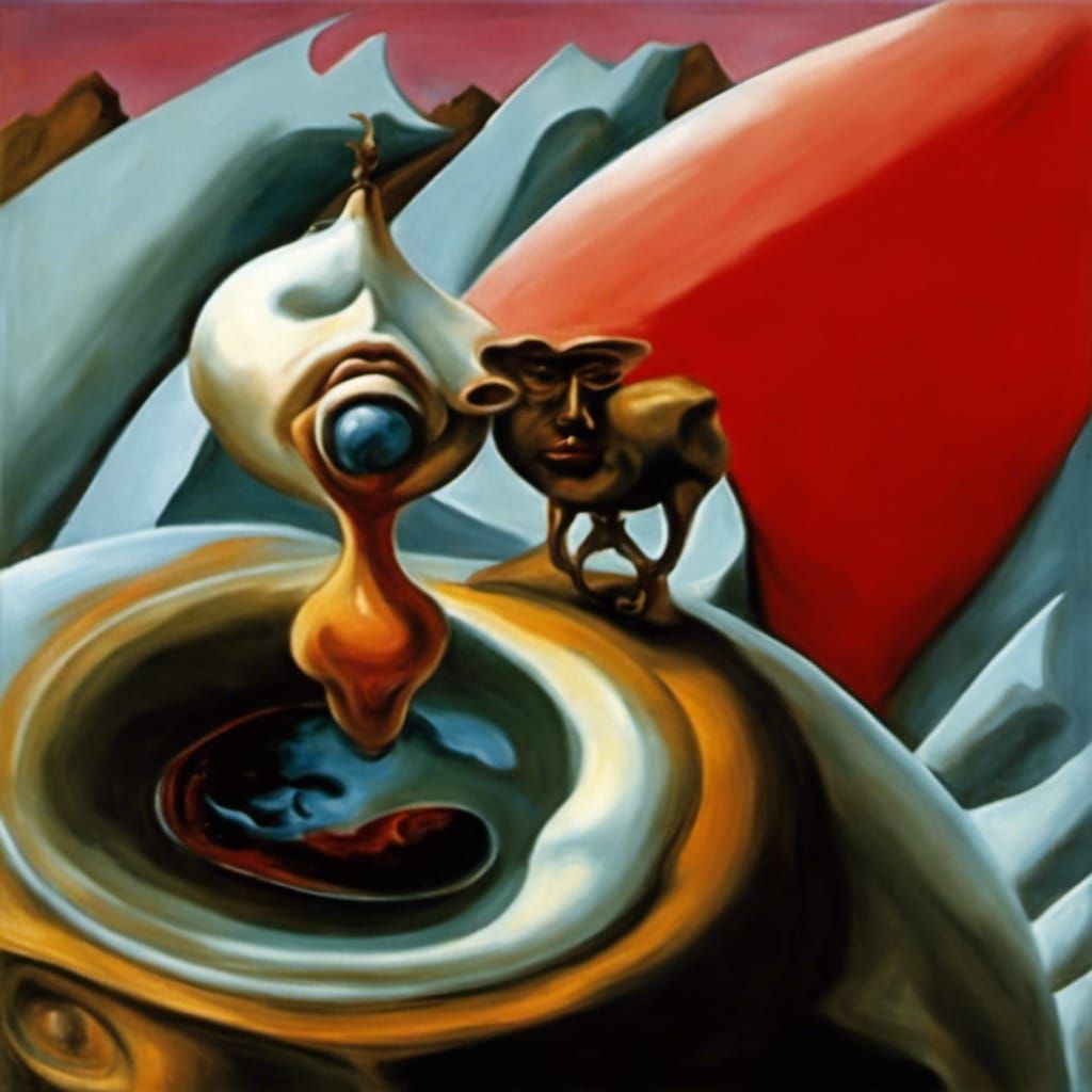 Surreal Eyeball Watched by Mountain Goat Spirit