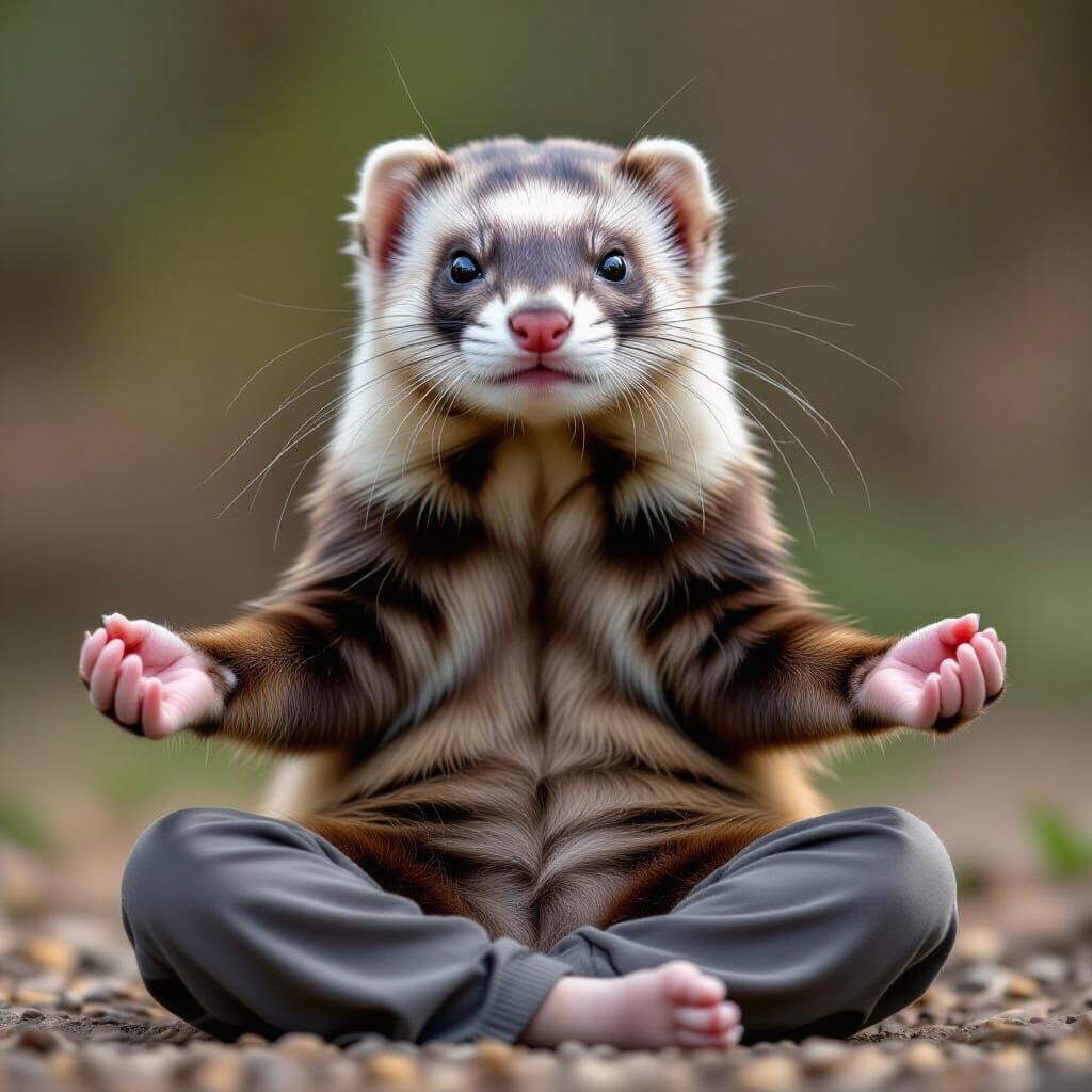 Meditating Ferret Finds Inner Peace