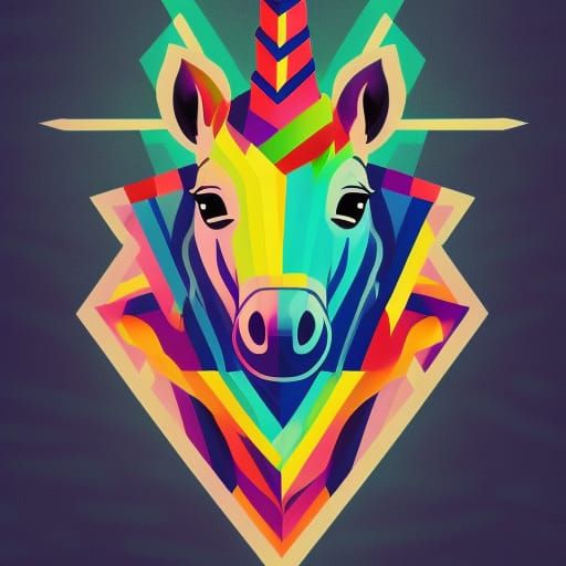 Unicorn in Lightning Storm: Pop Art Digital Rendering