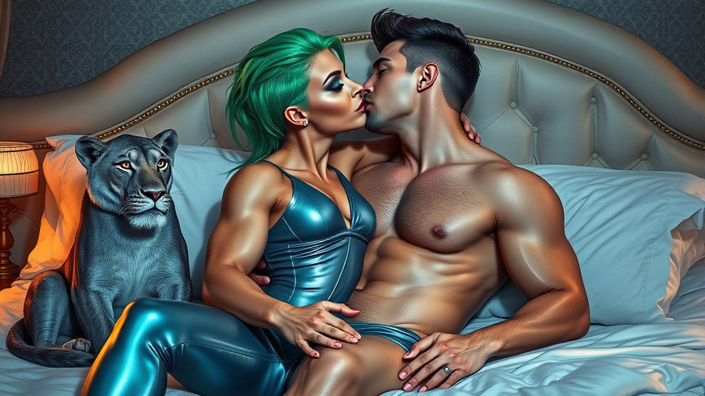 Alien Woman and Human Embrace, Dreamlike Fantasy