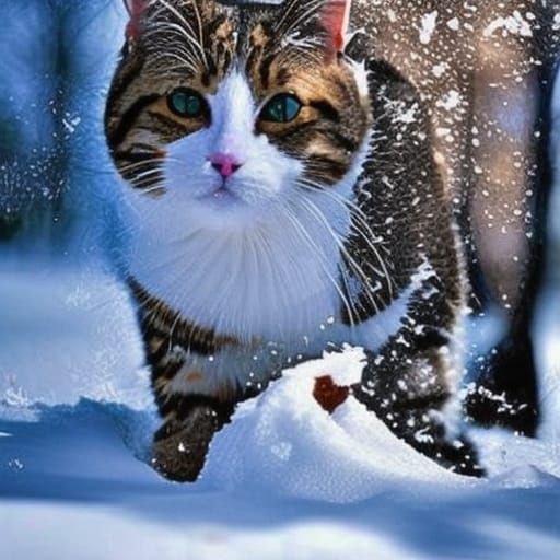 Cat in Snow: An AI Generated Image