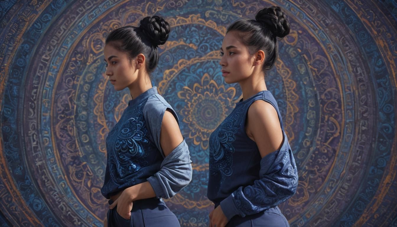 Woman with Mandala Background in Hyperrealistic Style