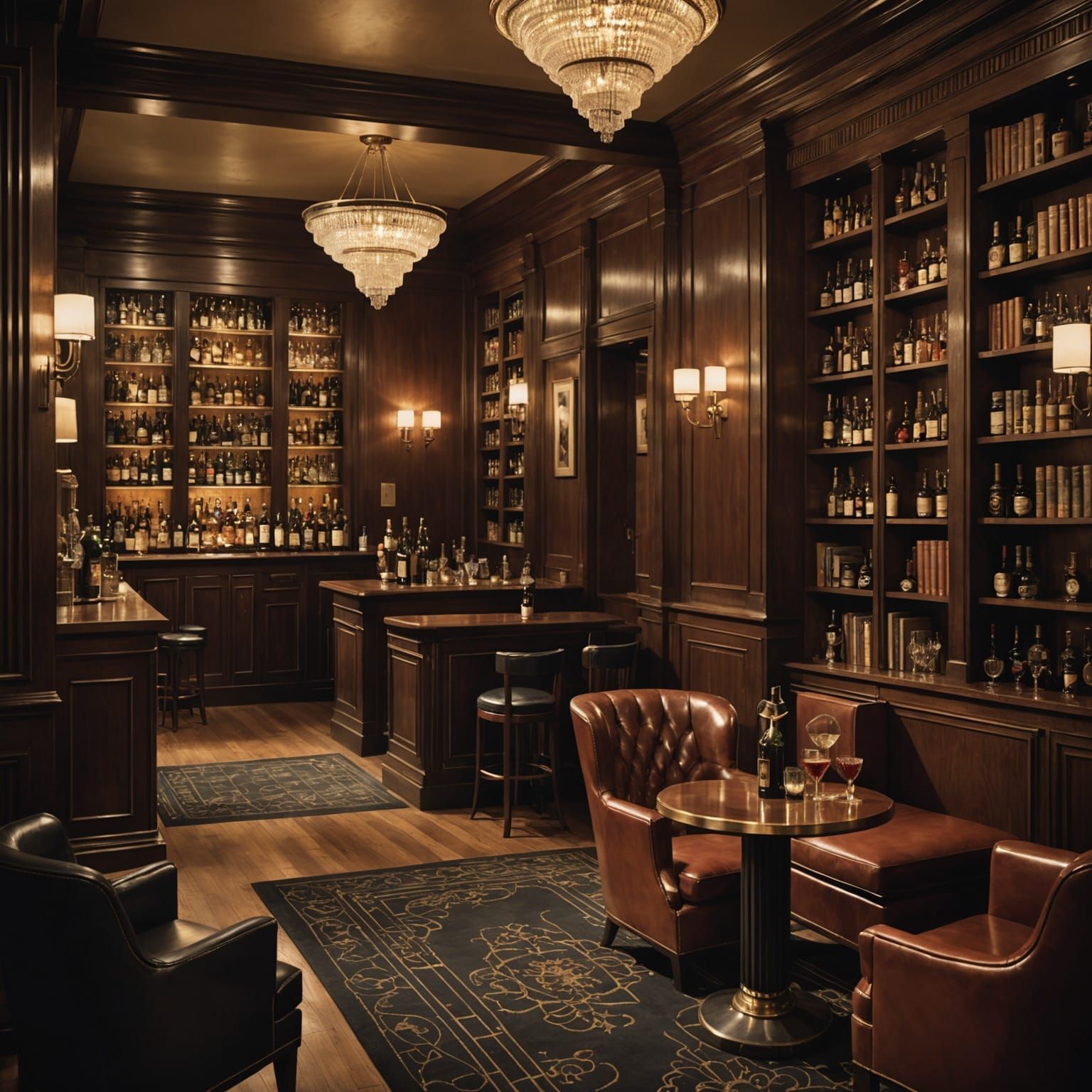 Art Deco Speakeasy Hidden Entrance Behind Bookcase