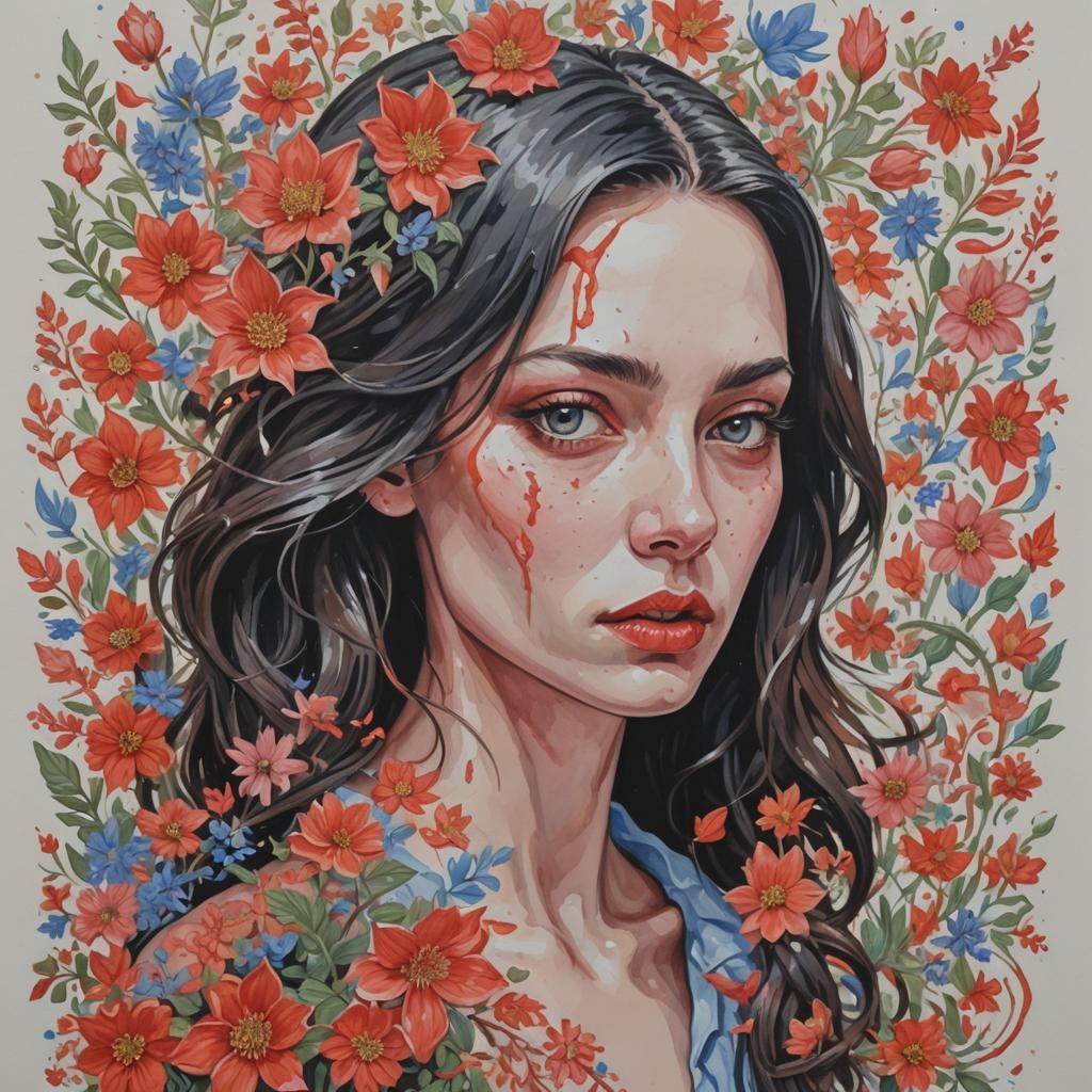 Detailed Gouache Painting of Interpersonal Conflict